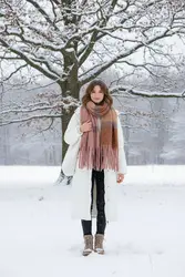 Winter Thick Stripe Cashmere Scarf Pashmina Tassels Shawls For Woman Lady Fashion Large Wraps Soft Warm Muffler Famale Scarves