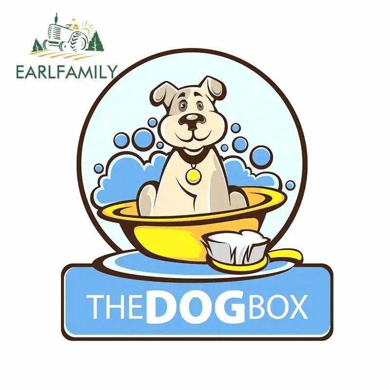 EARLFAMILY 13cm x 12cm The Dog Box Fine Car Stickers Fashion Animal Washing Auto Decal Occlusion Scratch Waterproof Decoration