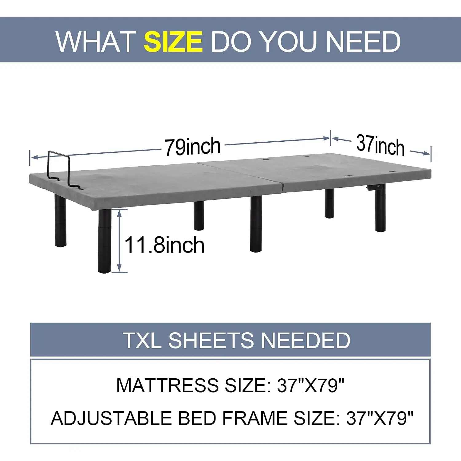 Adjustable Electric Bed Base with Massage, USB-C, Zero Gravity, LED Lighting, 3 Height Options, Customized