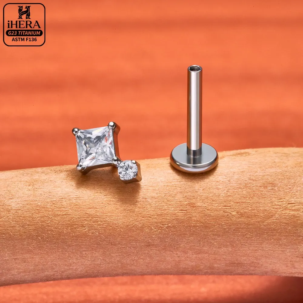 16G ASTM F136 Titanium Flat Back Ice Cream Honeycomb Wings Piercing Earring Cartilage Helix Tragus Conch Lip Nostril Wholesale