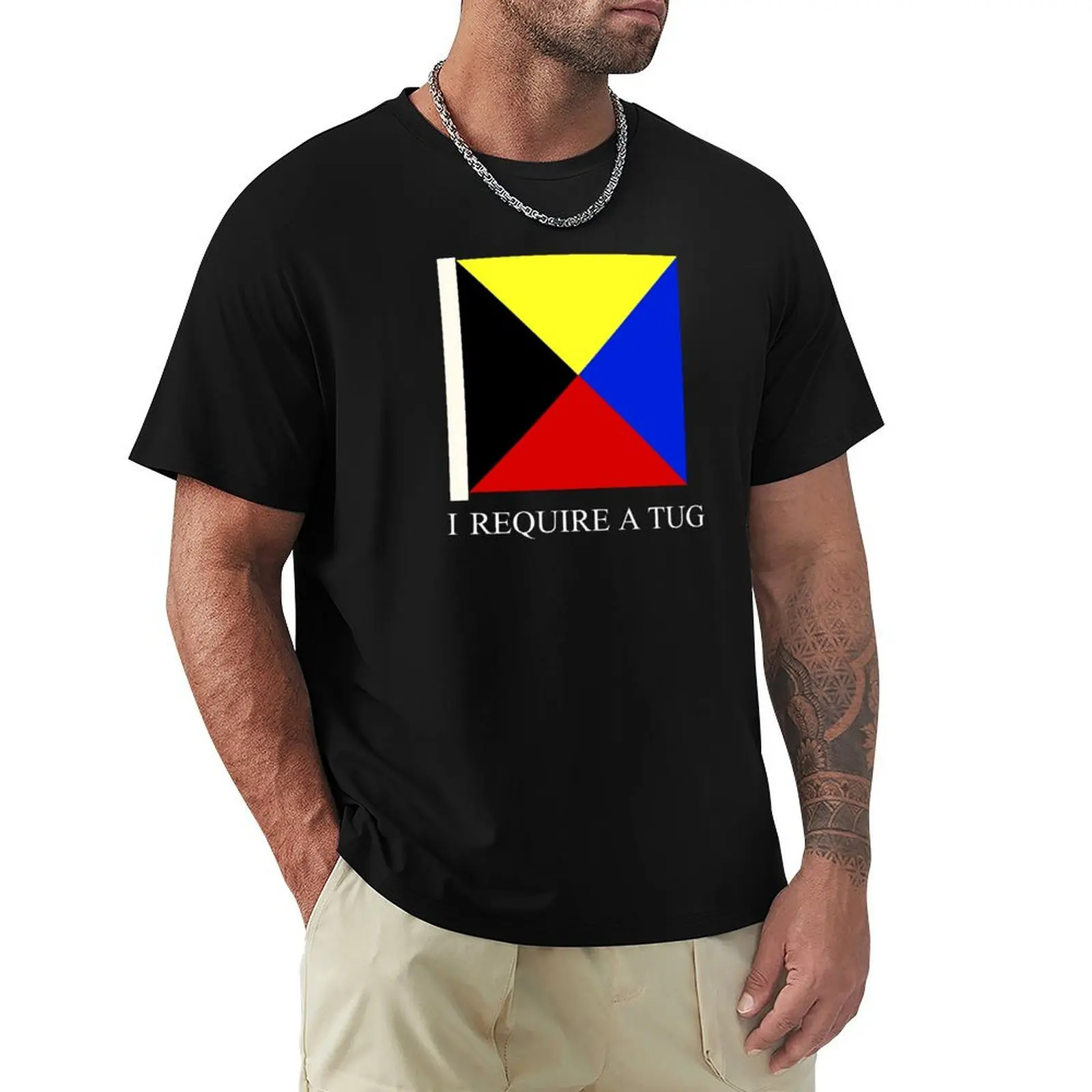 I Require A Tug Funny Maritime Flag Z T-Shirt Abstract Pattern Print Top