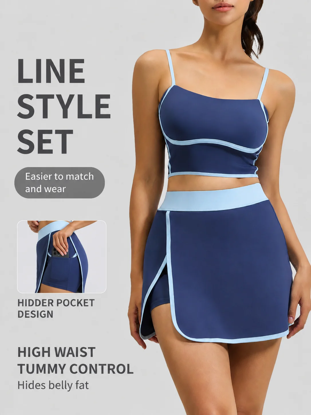 Women’s Summer 2 Piece Sports Set,High Support Anti-Exposure Shockproof Yoga Running Gym Outfit, Quick Dry Breathable Activewear