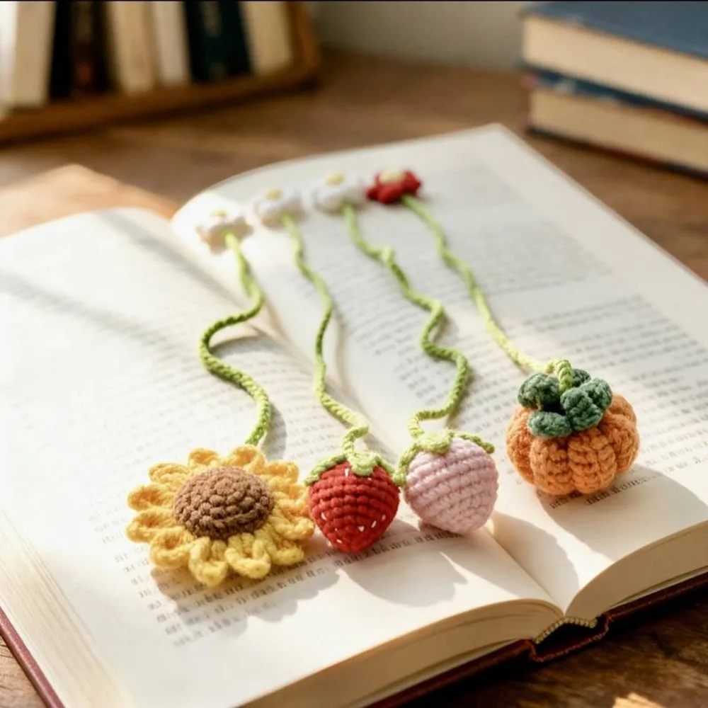 Wool Woven Crochet Curtain Tie Back Handmade Strawberry/Sunflower Crochet Pendant Floral Design Cute Rearview Mirror Pendant