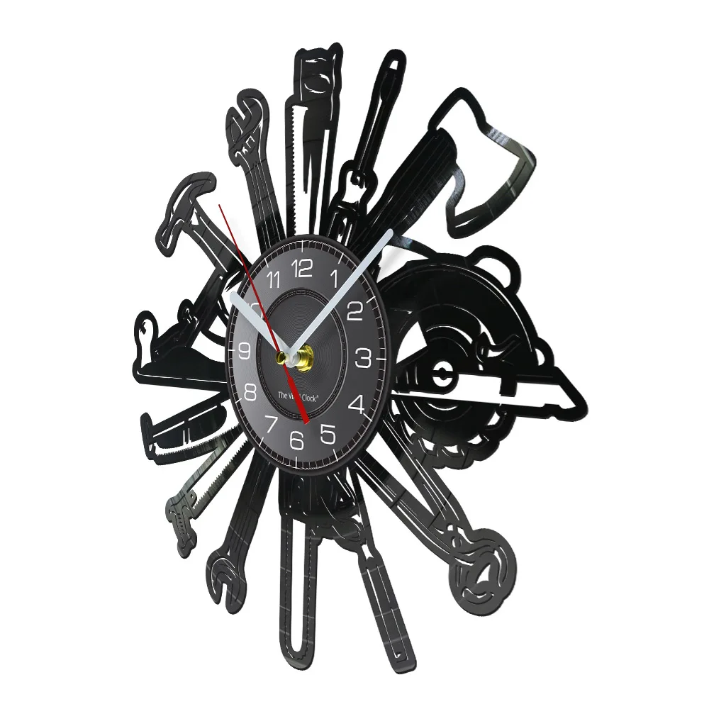 Car Garage Tools Vinyl Record Wall Clock Mechanic Service Car Wall Watch Repairing Tool Clock Repairman Gift Man Cave Room Decor