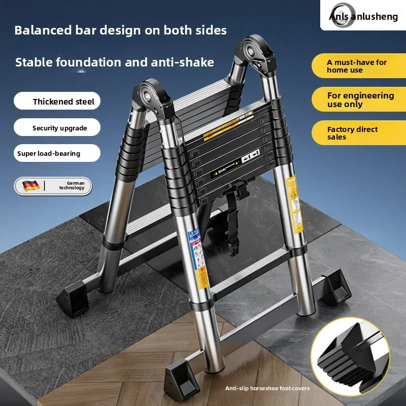 Stainless steel telescopic ladder Multifunctional stacked ladder Lifting Telescopic laddersturdy and durablesturdy and durable