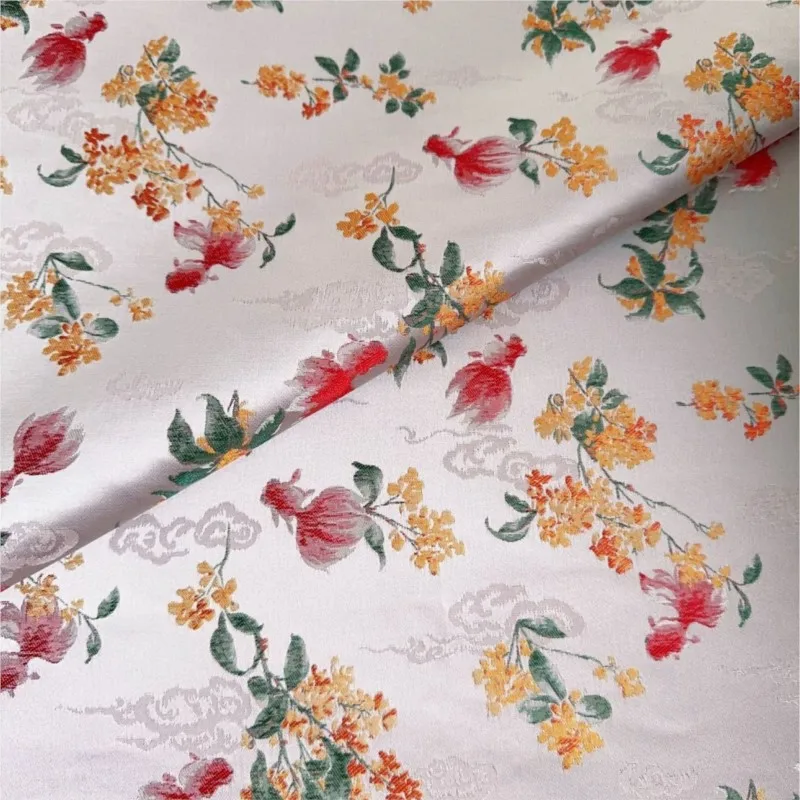 

New Chinese-style waistcoat cheongsam and skirt fabric made of goldfish imitation brocade jacquard