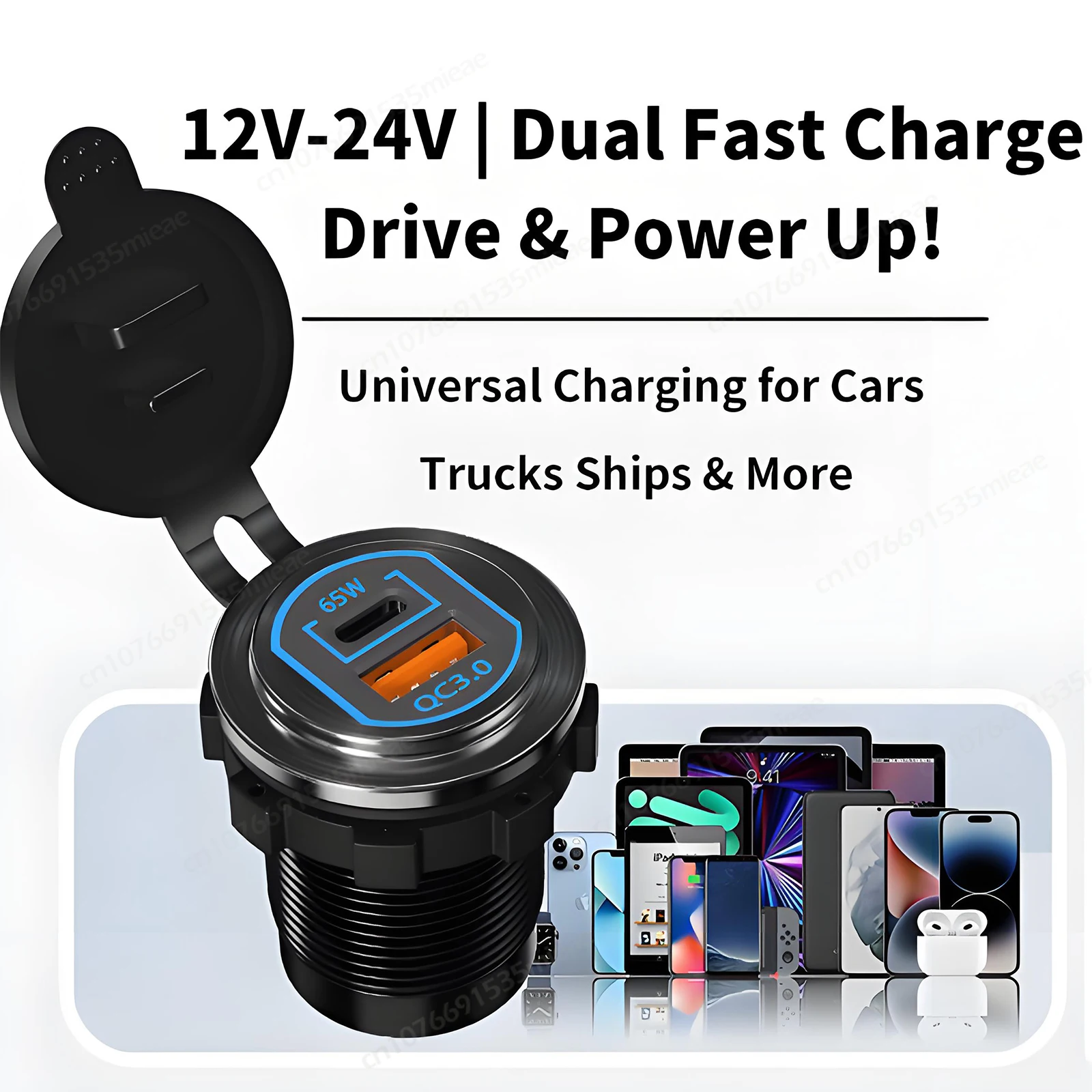 

Upgraded 12V USB C Outlet 83W PD & QC3.0 Ports Aluminum Alloy Waterproof Charger Socket Accessories for Marine RV ATV Truck Golf