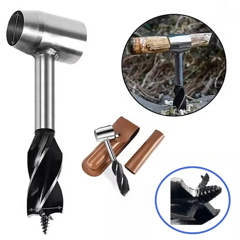 

Outdoor Multifunctional Survival Drill Woodworking Hand Support Hole Maker Drill Manual Auger Camping Handmade Drill Bit