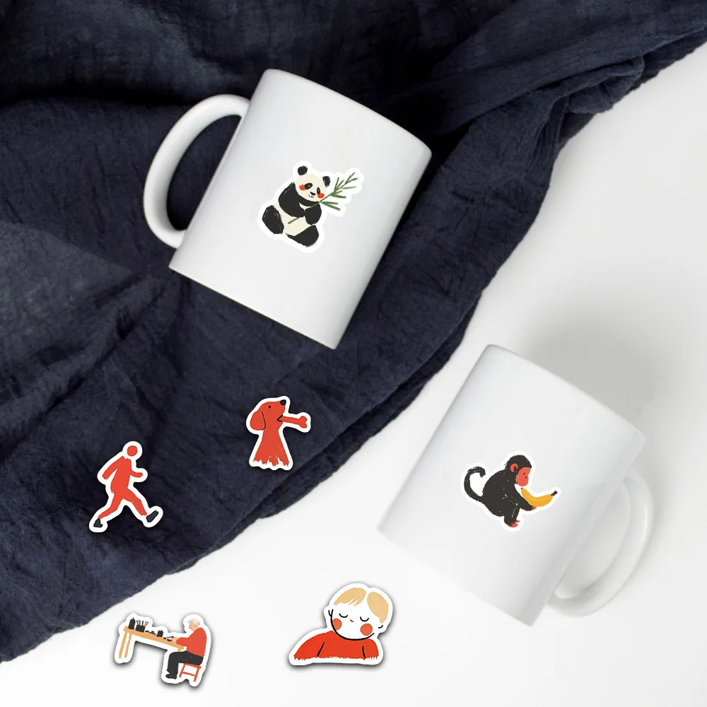 50PCS Bold Minimalist Code Red Stickers Scrapbooking Collage Material Phone Case Wall Notepad Guitar Personalized Decoration