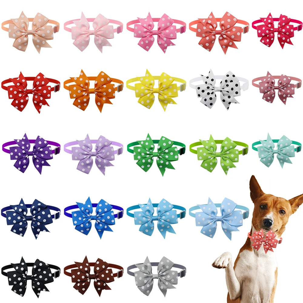 

50/100 Pcs Dog Accessories for Small Dogs Collar Bow Ties Handmade Dot Bowknot for Doggy Cat Bowtie Neckie Pet Supplies Dog Tie