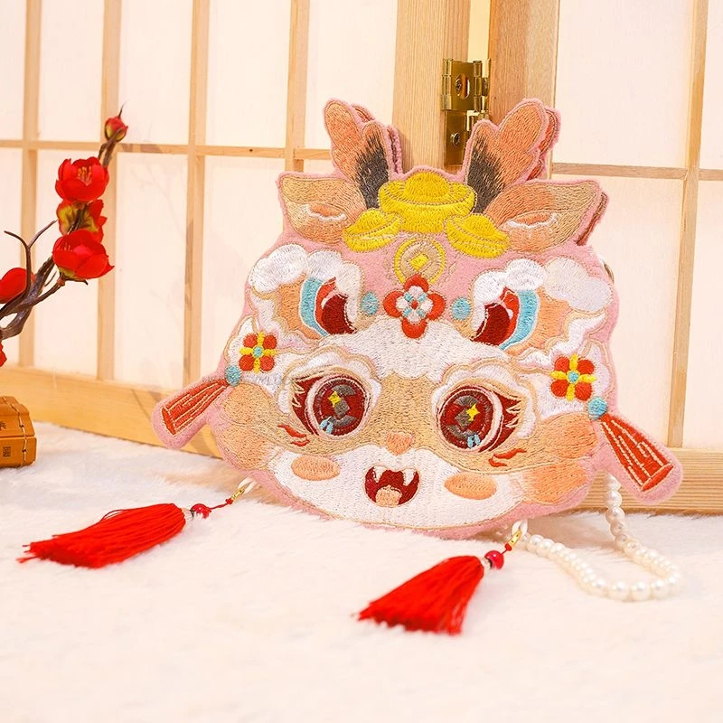 원래 핸드백 양면 자수 중국 전통 스타일 Hanfu 작은 가방 드래곤 수 놓은 여자 Crossbody 가방