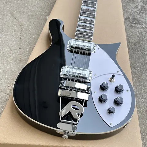 High-quality Rickenbacker 620 black electric guitar, 6-string guitar,  R-shaped tailpiece.free shipping