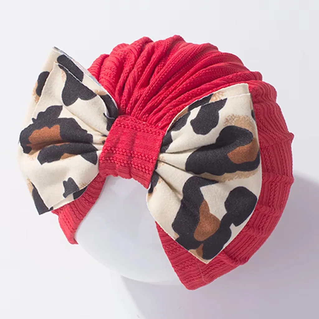 

Children Baby Hat Leopard Prints Bowknot Kids Cap Newborn Girls Ohotography Props Spring Autumn Modis Beanie Turban Infant Props