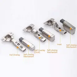 Hardware Adjustable Straight Arm Wardrobe Cupboard Hinge buffer damper Automatically Buffer hinge Full Overlay Hinge