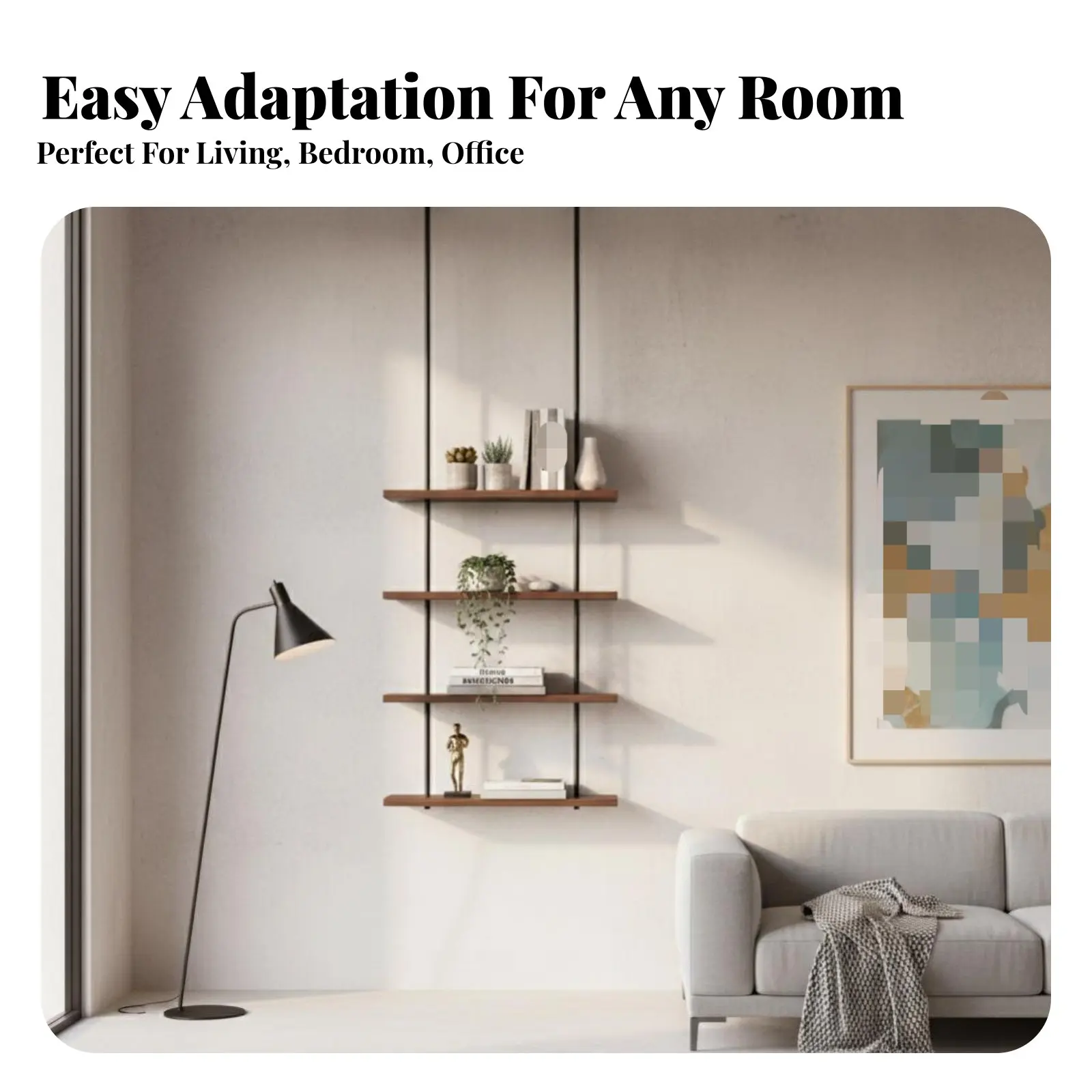 

Подвесная одинарная полка: минималистичный дизайн, открытые стеллажи, одноярусная, декоративная, современная и стильная для владельцев дома