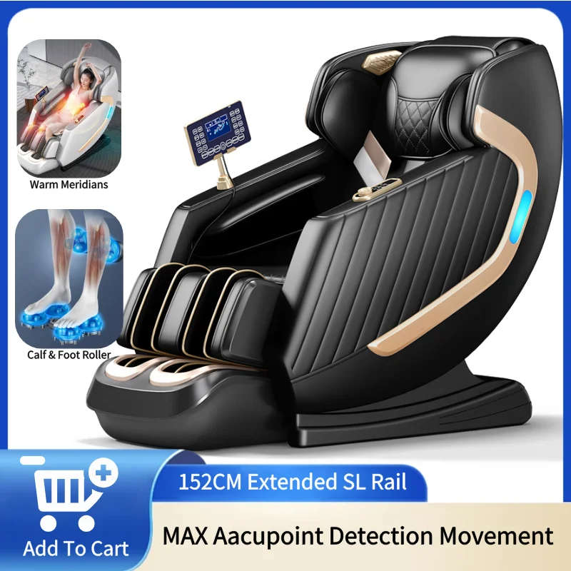 Intelligent Massage Chair Upgraded Electric Extended SL Rail Foot Calf Roller Full Body Airbag Wrapped Zero Gravity Thai Stretch