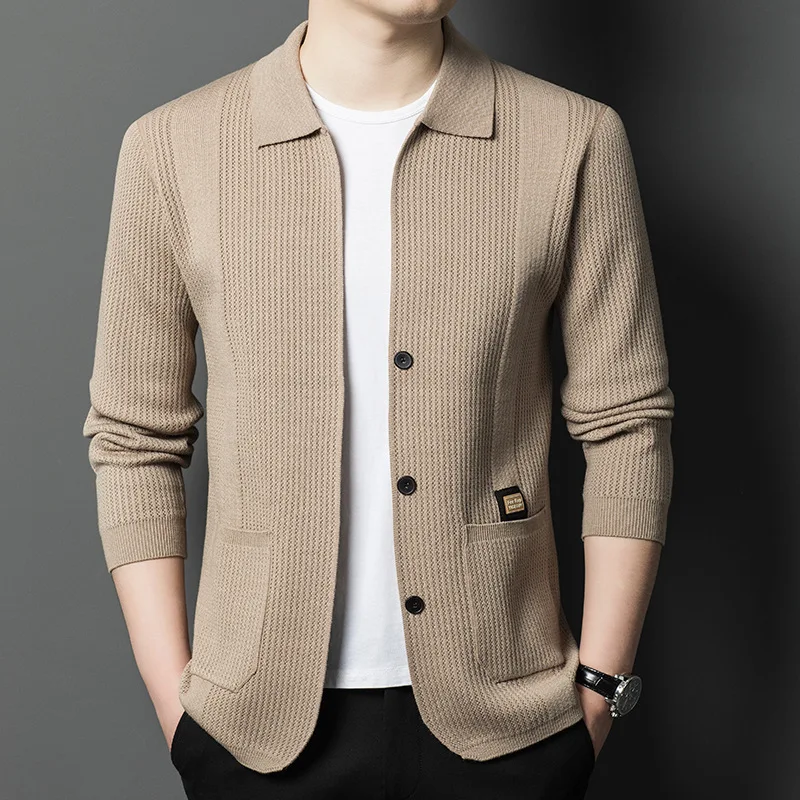 2025 Spring and Autumn New Young Men's Knitted Cardigan Sweater Men's Jacket Men's Casual Solid Color