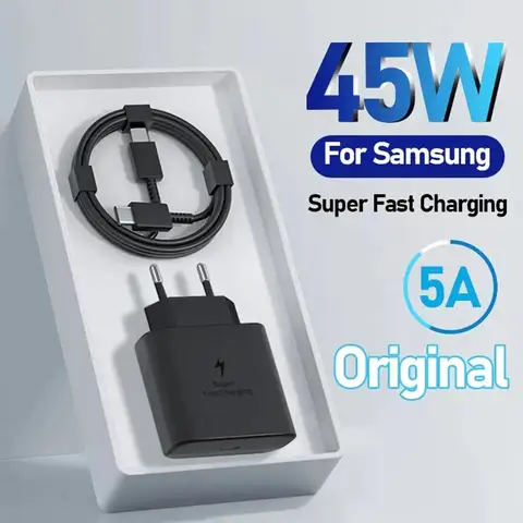 45W PD 충전기 삼성 Galaxy S24 S23 Ultra Note 10 Plus USB C 유형 C 케이블 휴대 전화 충전기 어댑터 용 초고속 충전