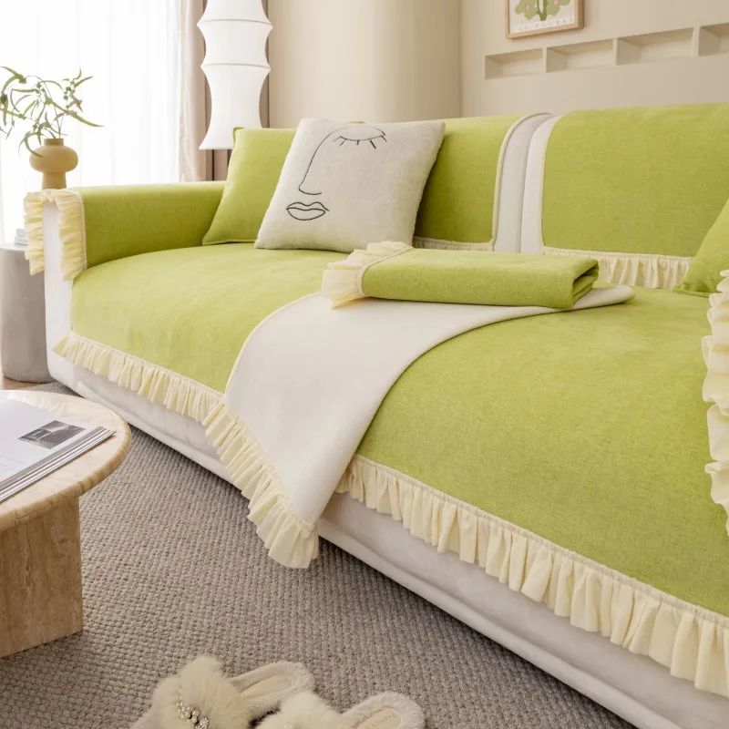 Chenille Sofa Cushion Fabric Four Seasons Universal Non-Slip Cushion Cute Chinese Style Simple Style Sofa Cover Towel