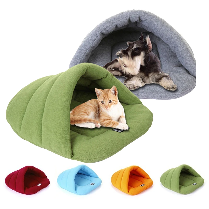 Polar Fleece Sleeping Bag for Cat, Pet Sleeping Bag, Heated Mat, Small Dog, Puppy Kennel House, Cave Leaf Nest, 6 Colors