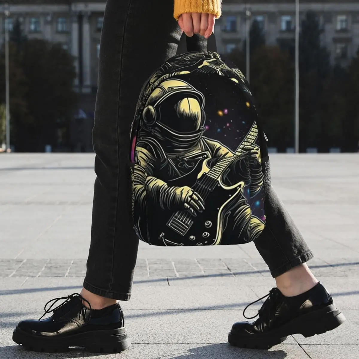 Astronaut Playing Guitar In The Space Backpack Student BookBag Kids School Bag Computer Shoulder Bags for Men Women