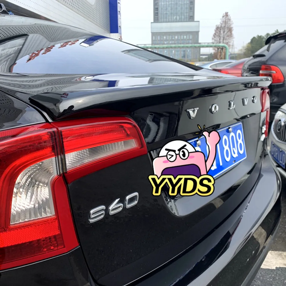 볼보 S60 4도어 2011-2019 바디킷 자동차 리어 트렁크 리드 부트 덕테일 립 블랙 카본 스포일러 윙 튜닝 액세서리 부품 썸네일 4