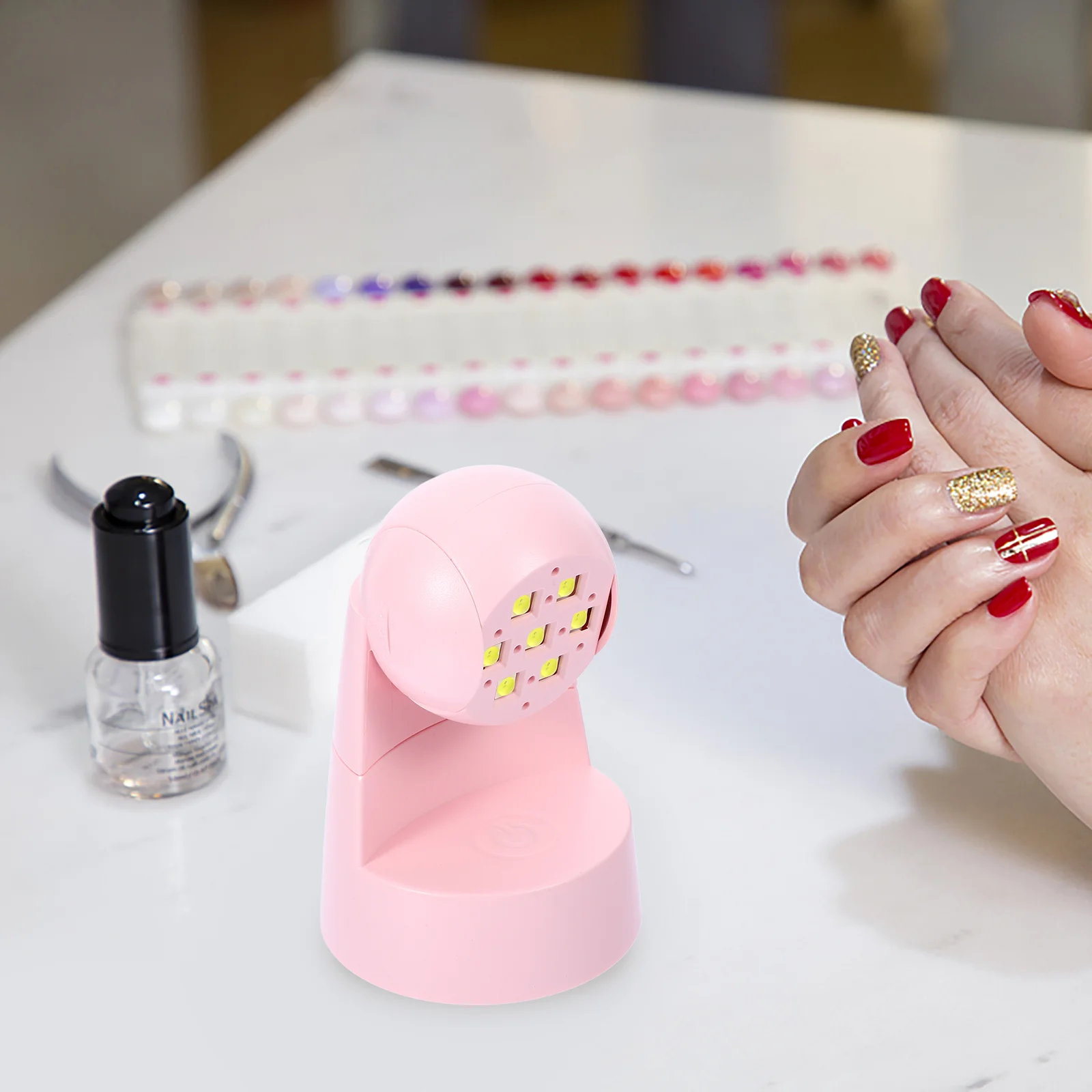 Mini secador de uñas, lámpara de fototerapia, esmalte de manicura, lámparas pequeñas de secado UV para uñas de Gel, Rosa