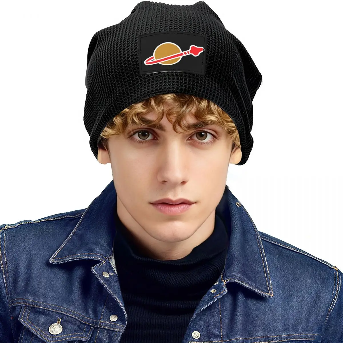 Classic Space Logo Warm Fleece-Lined Cap Hip Hop Bonnet Hat Autumn Winter Outdoor Beanies Hats for Men Women Adult
