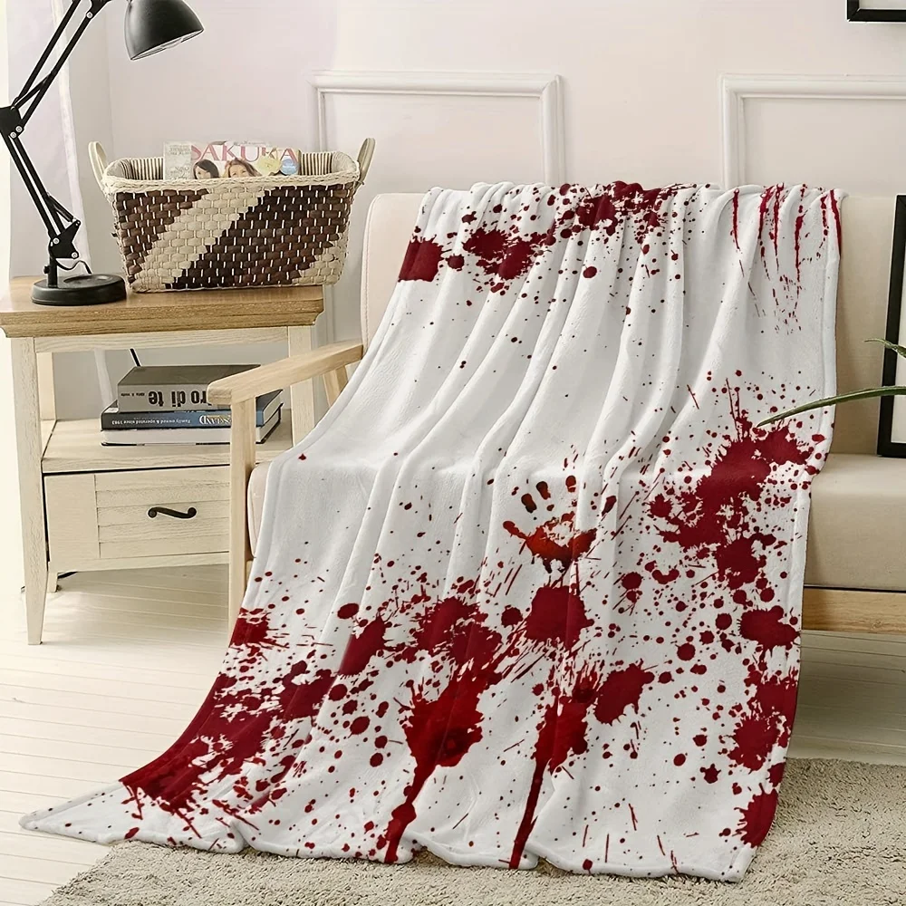 Red Ink Splatter Abstract Paint Texture Print Flannel Blanket Soft Throw Sofa Bedroom Gothic Decor Style Home Decor Gift Ideas