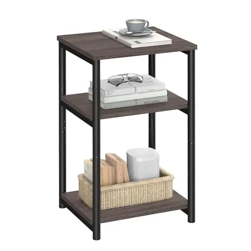 

Приставной столик VASAGLE, маленький приставной столик, высокая прикроватная тумбочка для гостиной, спальни, офиса, ванной комнаты, цвет каштаново-коричневый и классический черный