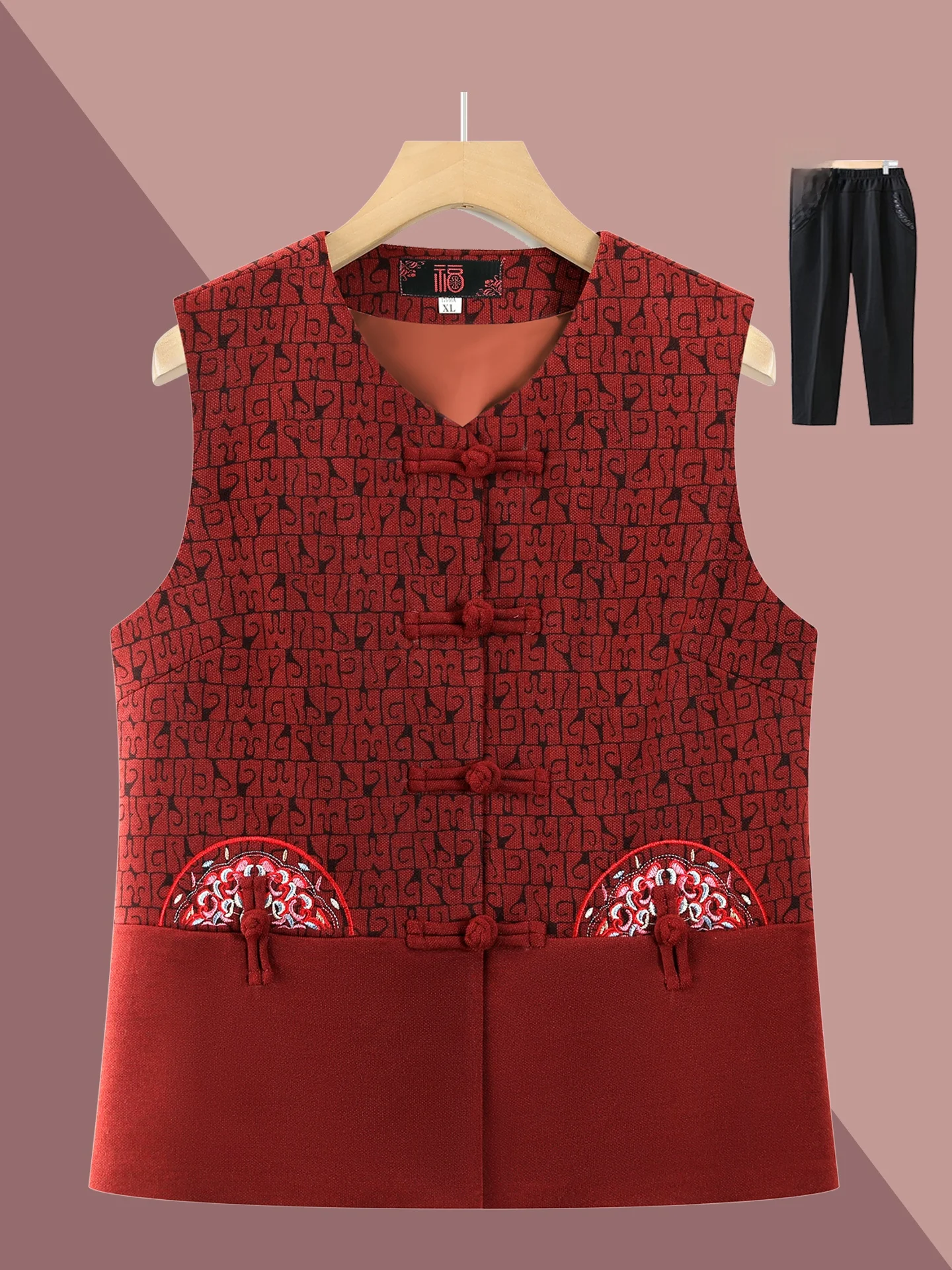 

plus Size Vest for ly Women Autumn Wear Outerwear andmother Sle Comfortable Loose Fit Long Pants V-Ne Button Detail