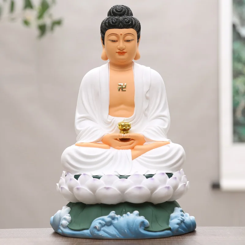 Imagem -02 - Banhado a Ouro Sakyamuni Buddha Estátua Resina Plain Coat Home Decor Amitabha Farmacêutico Chinês