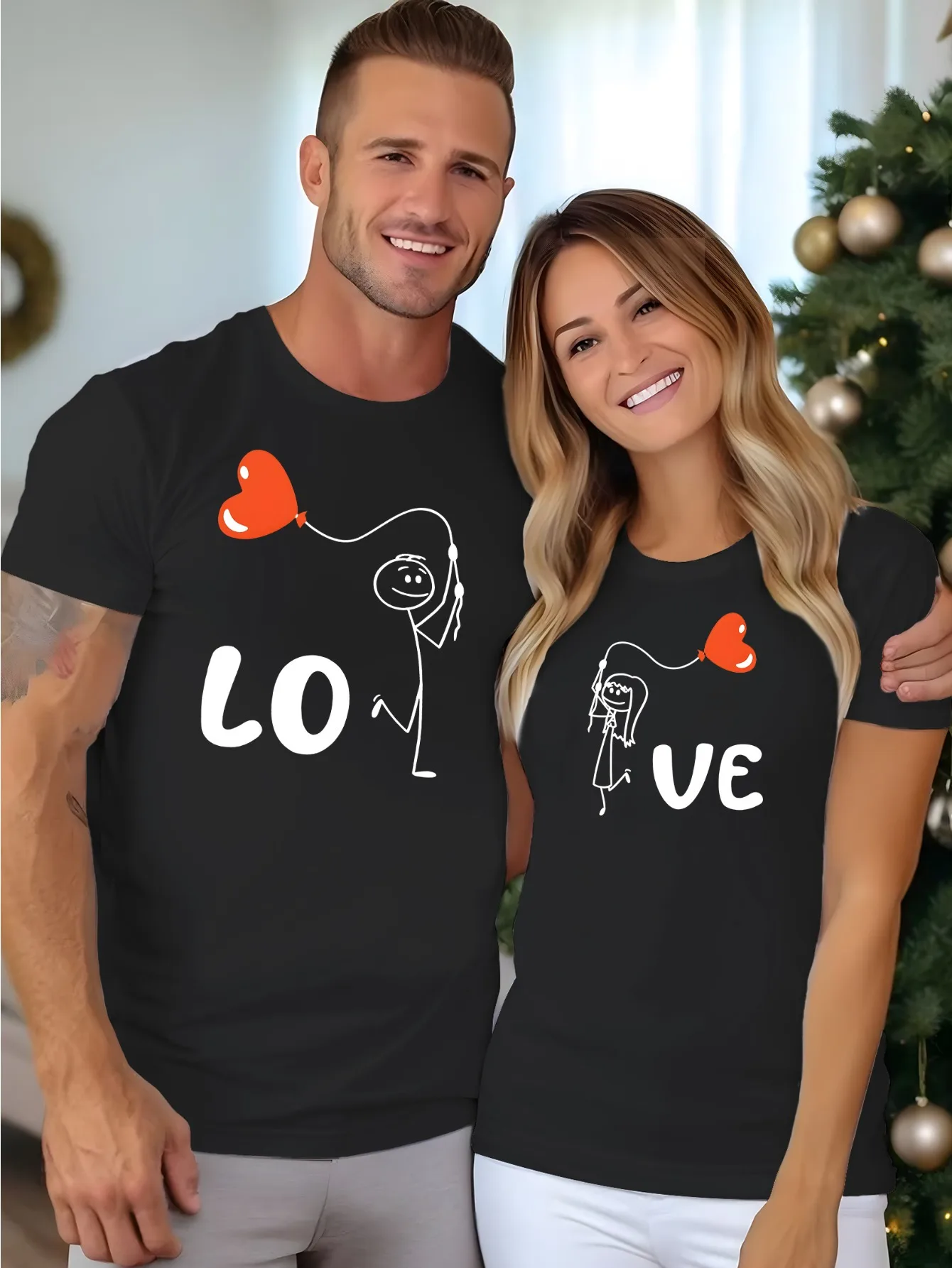 

"Go Both Ways with Love" Couple Creative Printing T-Shirt Harajuku Short Sleeve Casual Clothing Street Tops Aesthetic Clothes