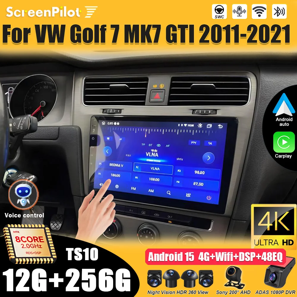 

For Volkswagen VW Golf 7 MK7 GTI 2011-2021 Car Android 16 Multimedia Video Player 2 din Carplay Touch Screen Bluetooth Wifi 4G
