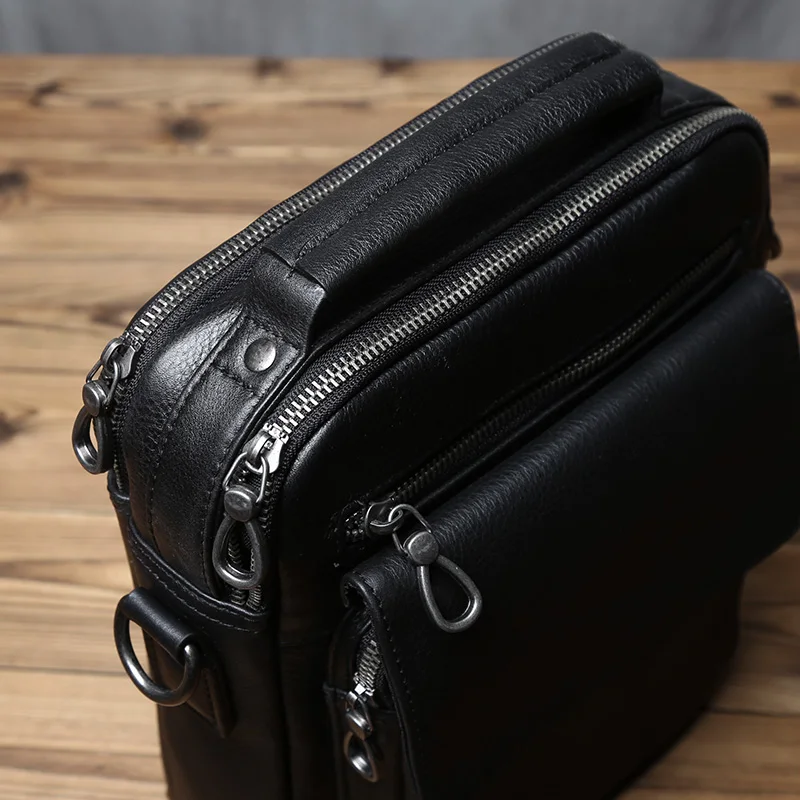 NZPJ Leder Herren Umhängetasche Natürliches Rindsleder Lässige Umhängetasche Business Fashion Kleiner Rucksack Geeignet für 10-Zoll-IPad – Detail 12