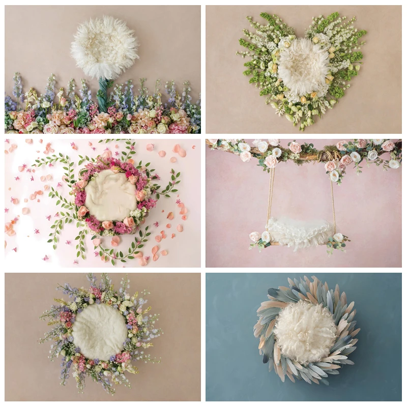 

Newborn Baby Shower Backdrop Flower Leaves Sleeping Tree Girls Birthday Party Hundred Days Baby Portrait Photography Background