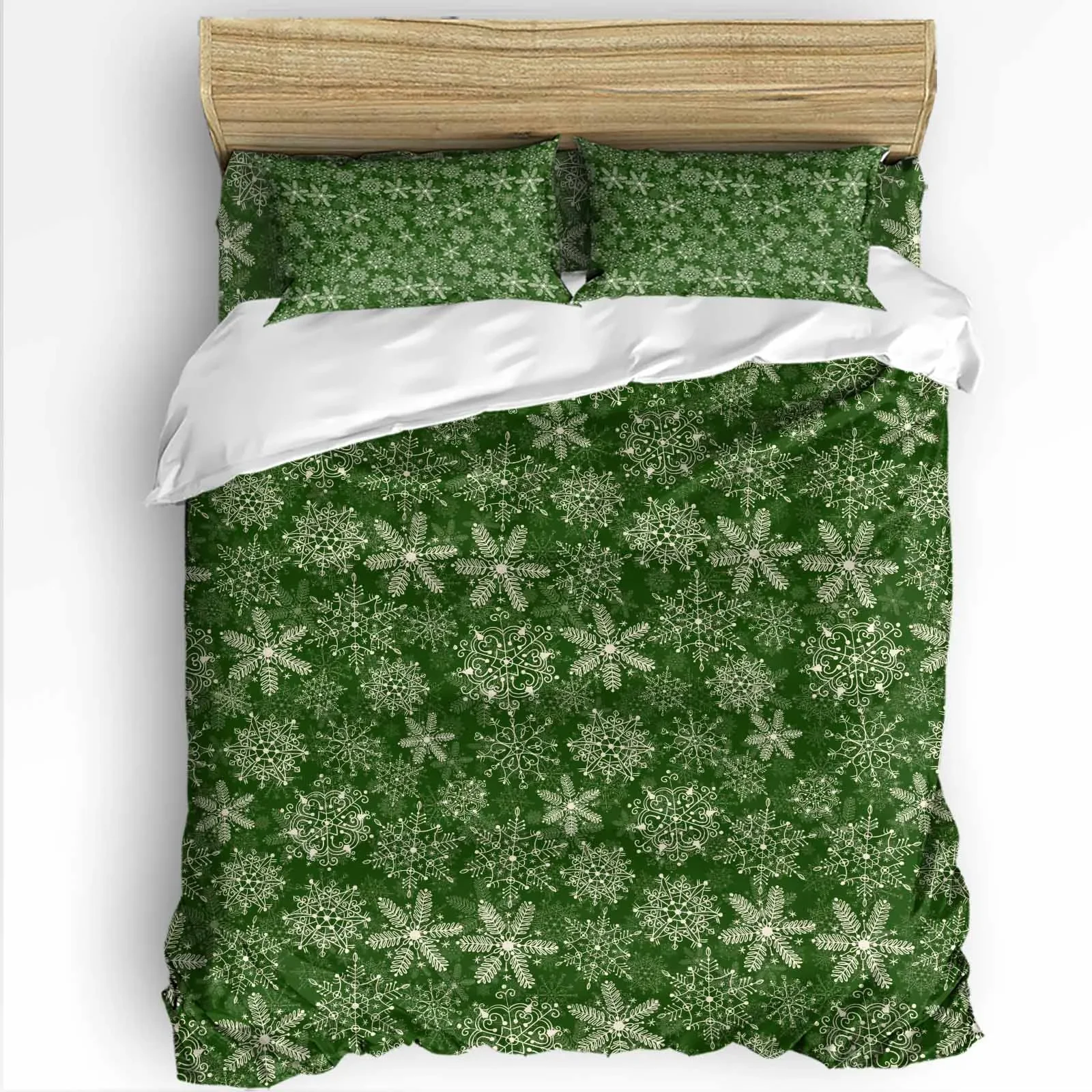 The 4-pieceSnowflakes Bed Linen Sets Duvets Painted Bedding Set Quilt Cover Set Comforter Sheets Home Textile Garden