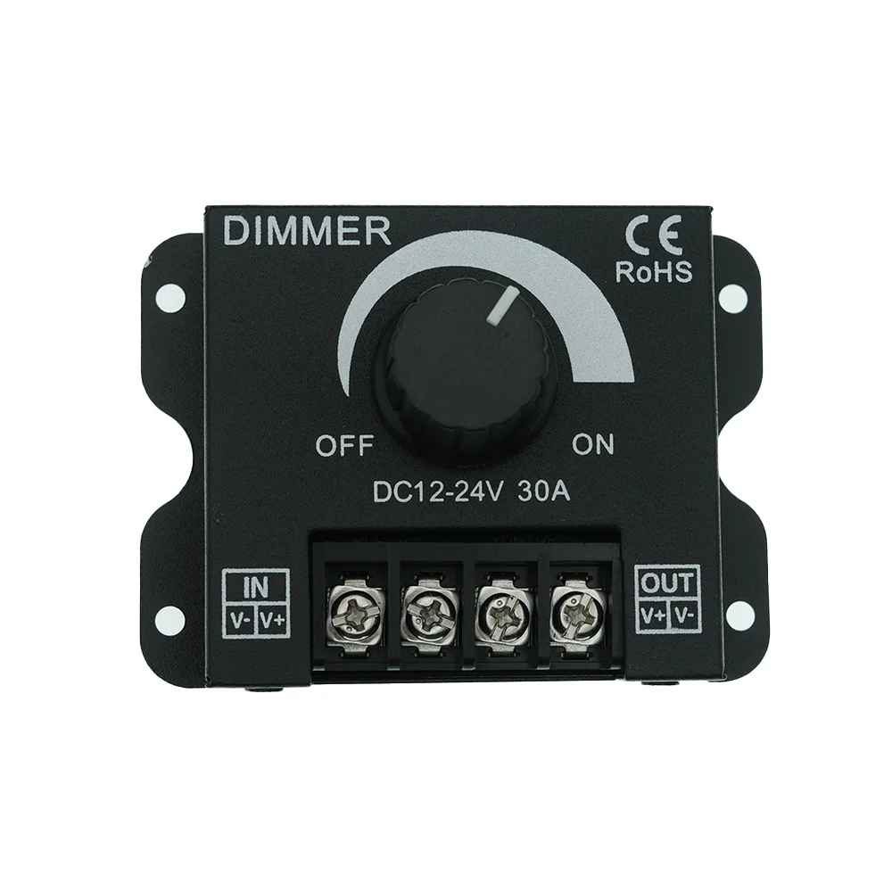 DC 12V-24V LED Dimmer Switch 30A LED Monochrome Controller PWM Digital Stepless Dimming for Lamp Strip Single Color Lamp