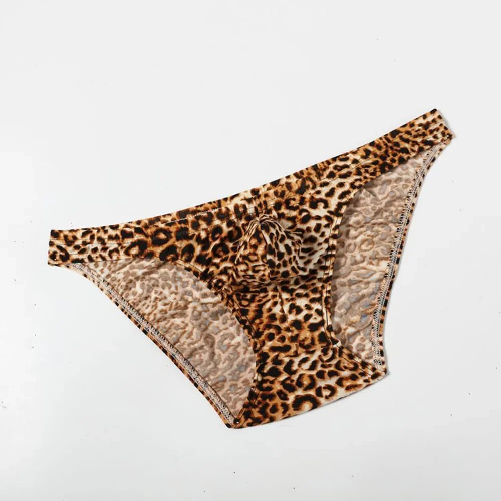 Sexy Light Soft Breathable Men\'s Leopard Print T Shaped Underwear Male Bikini Briefs Man Thongs And G Strings 2021 New M~2XL