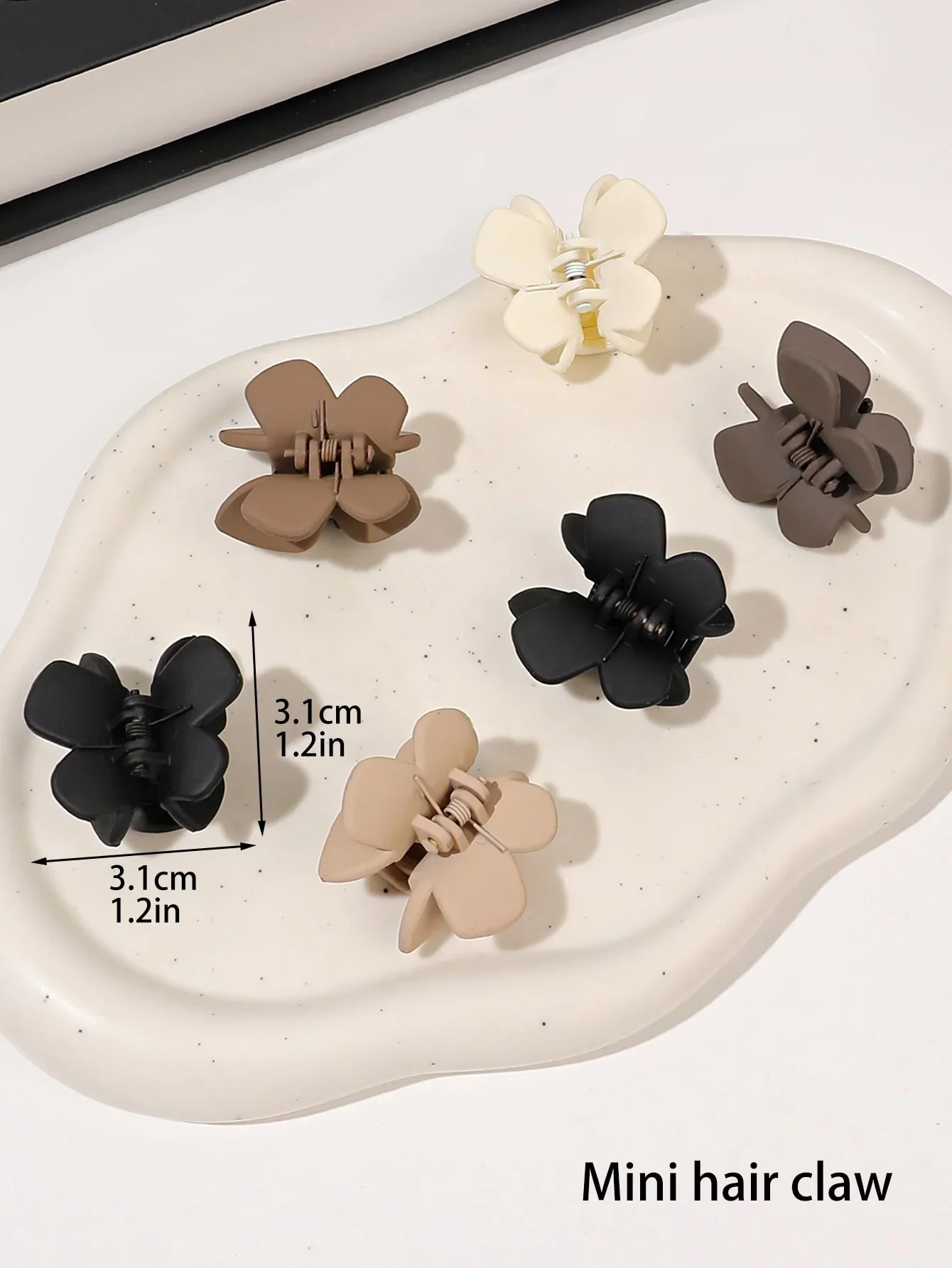 6 pezzi piccoli Mini clip artiglio a farfalla per donne ragazze, clip a ganasce antiscivolo per capelli sottili e spessi (Beige, kaki, marrone, nero)