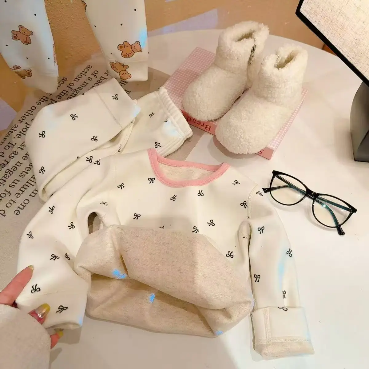 Girls Thicken Sets Boys Cartoon Suit Kids Long Sleeve Pajama Pants 2 Pcs Autumn Winter Casual Fashion Outfits Children's Clothes
