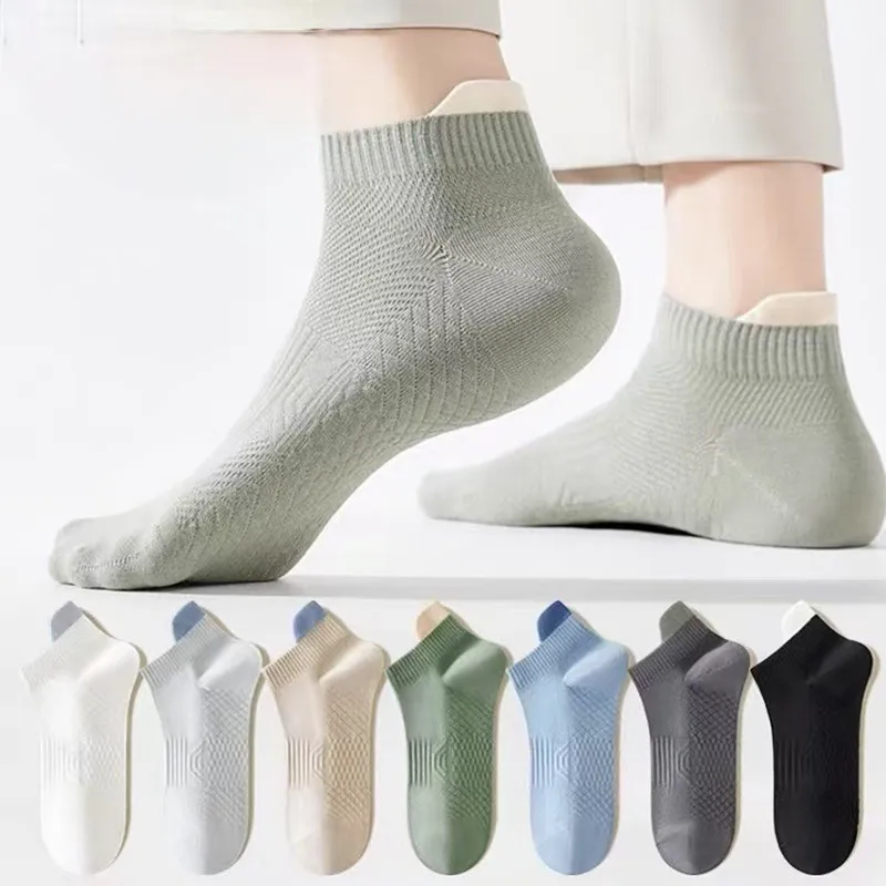 

1/5 Pairs Men's Cotton Mesh Low-cut Socks-Anti-Odor,Sweat Absorption,Breathable,Perfect for Daily and Outdoor Wearing Summer
