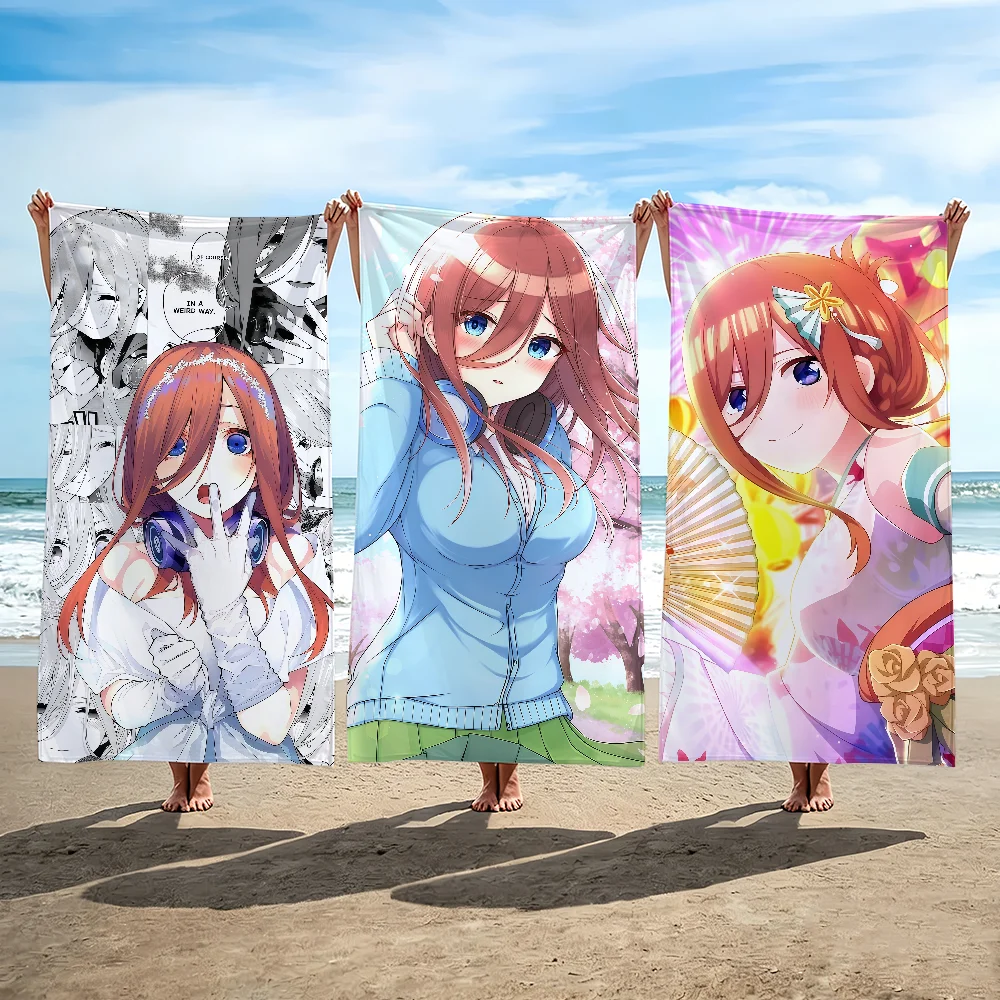 Anime Miku Nakano Towel Beach Shower Bath Travel Lightweight Skin Friendly for Pool Camping Cruise Summer
