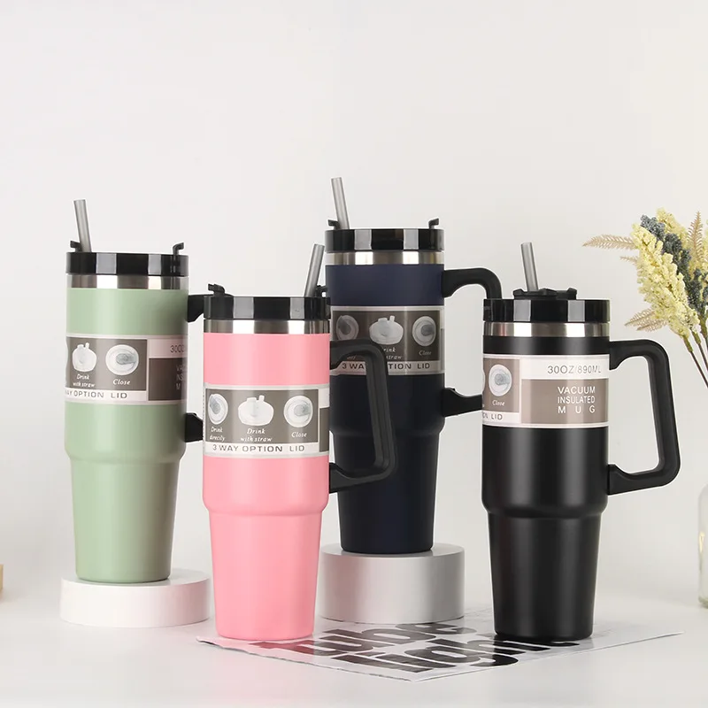 600/890ML Thermal Water Bottle Car Insulated Cup Stainless Steel Thermal Cup Tumbler Vacuum Flasks Cup Sports Mug Cold and Hot