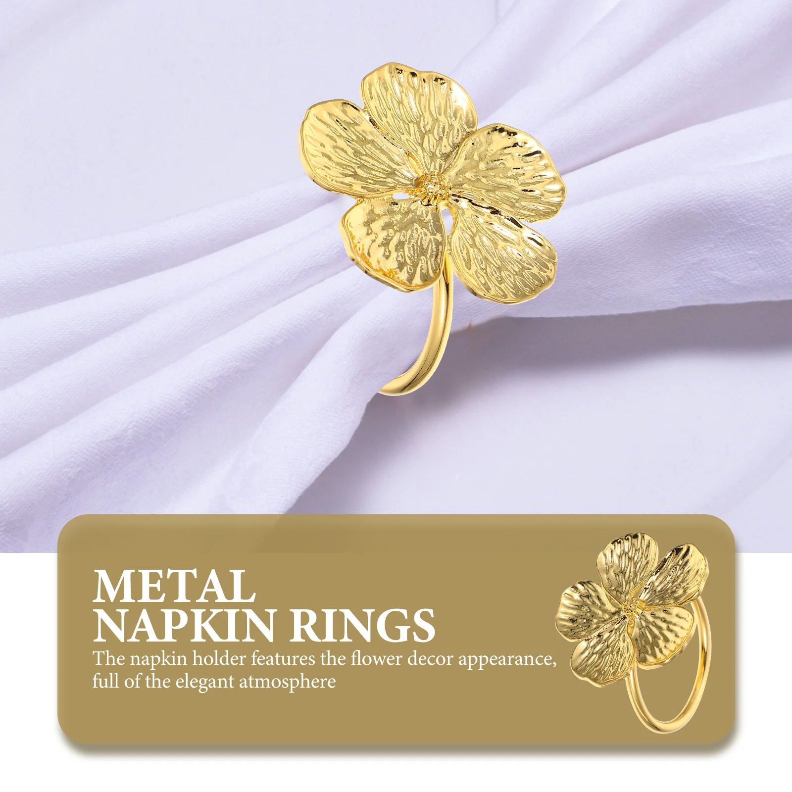 

6pcs Flower Napkin Rings Metal Tissue Buckle For Wedding Party Banquet Dinner Table Decor Napkin Holders Blossom Ring Kitchen