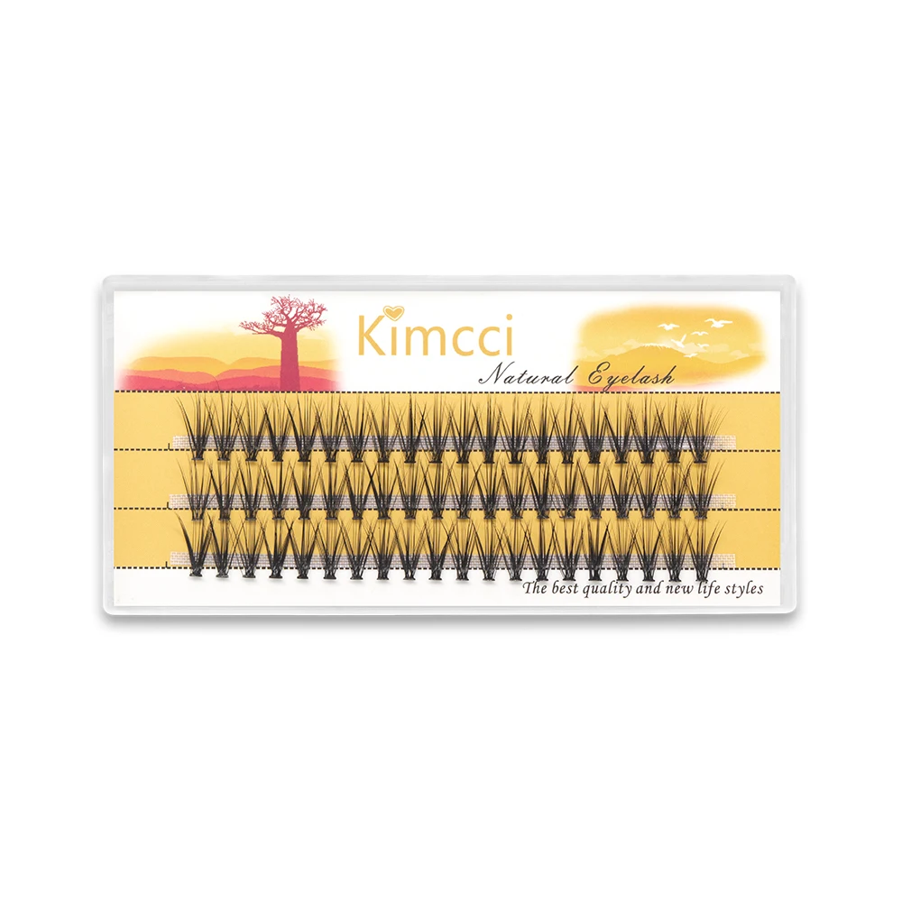 Kimcci 60 Bundles Mink Eyelash Extension Natural 20P L Russian Volume Faux Eyelashes Individual 20D Cluster Lashes Makeup Cilia