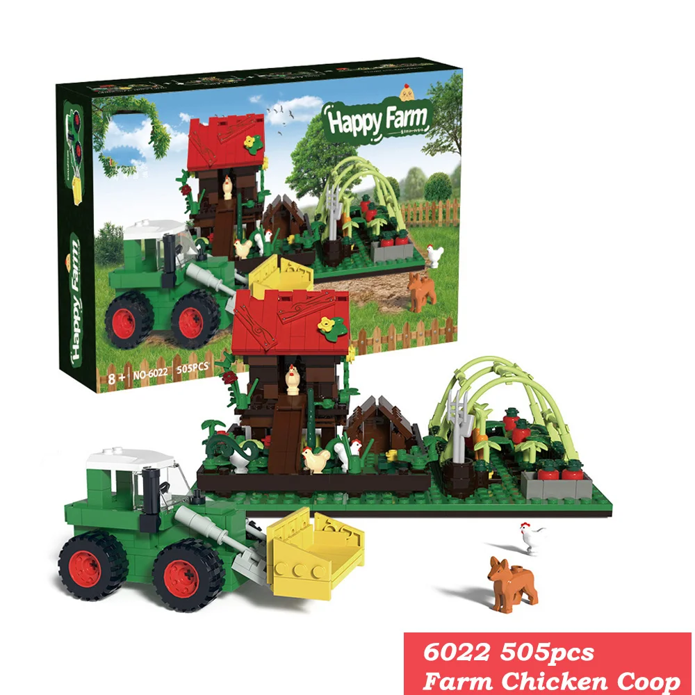 Farm Series Animals House Farmland Model Bricks Creative Educational Farm Windmill Assembling Small Particles Building Blocks