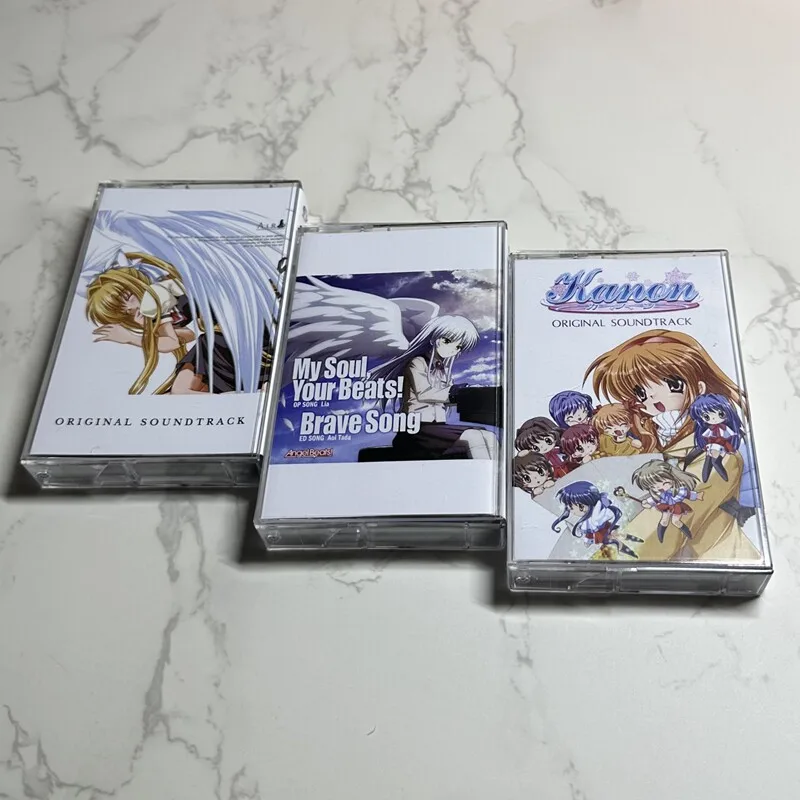 

3Pcs Japanese Anime Cassette Tape Set, Air & Angel Beats! & Kanon Original Soundtrack, Retro Collectible Audio for Anime Fans