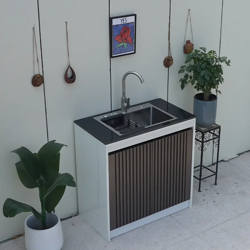 Outdoor Slate Wash Basin Cabinet Imitation Marble Sink Locker for Garden Courtyard Pool Integrated Vanity Unit