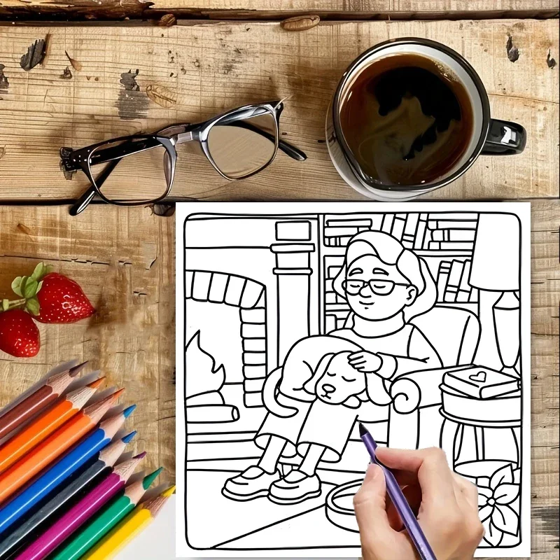 Gezellig hondenkleurboek voor volwassenen |   28-pagina's kleurboek, tekenbenodigdheden voor Kerstmis, Thanksgiving